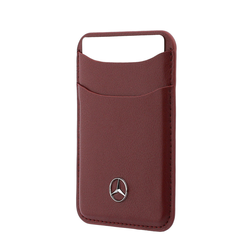 Mercedes Benz Orjinal Lisanslı Yeni Nesil 2 Hazneli Metal Logolu Deri Magnetik Kartlık Kırmızı
