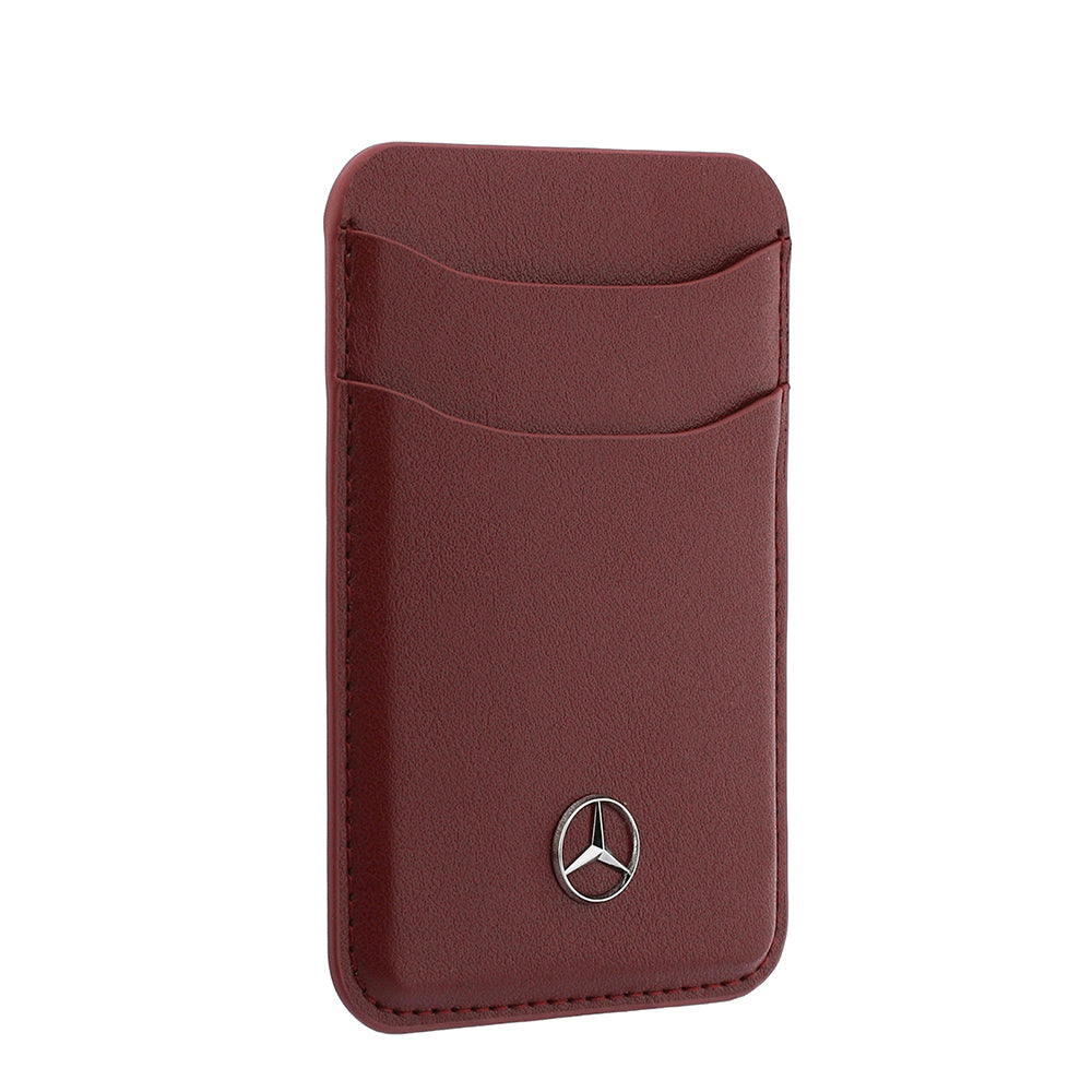 Mercedes Benz Orjinal Lisanslı Yeni Nesil 2 Hazneli Metal Logolu Deri Magnetik Kartlık Kırmızı