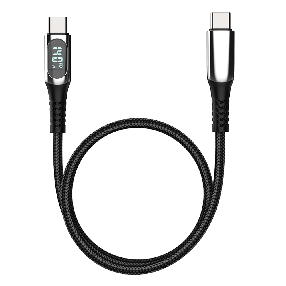 Micflip A08 Type-C to Type-C Dijital LED Göstergeli Data ve Şarj Kablosu 140W 1M Siyah