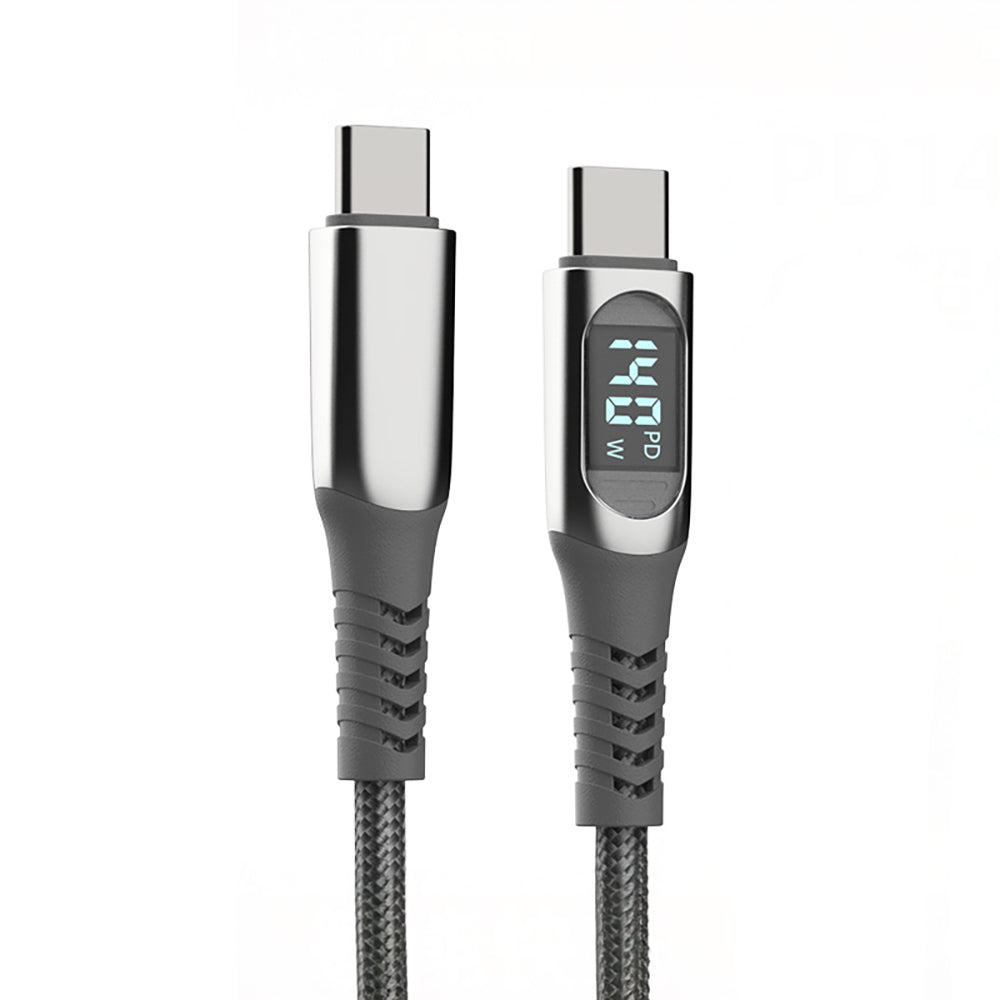 Micflip A08 Type-C to Type-C Dijital LED Göstergeli Data ve Şarj Kablosu 140W 1M Gri