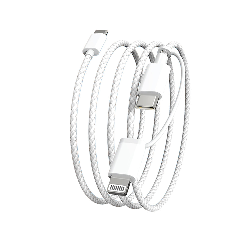 Micflip A22 2in1 PD Type-C to Type-C + Lightning MFI Sertifikalı Data ve Şarj Kablosu 240W 1M Beyaz