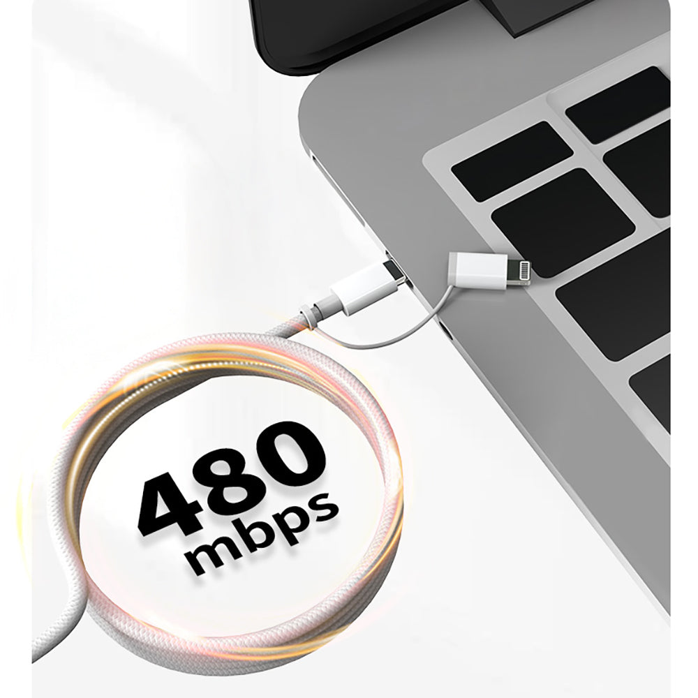 Micflip A22 2in1 PD Type-C to Type-C + Lightning MFI Sertifikalı Data ve Şarj Kablosu 240W 1M Beyaz