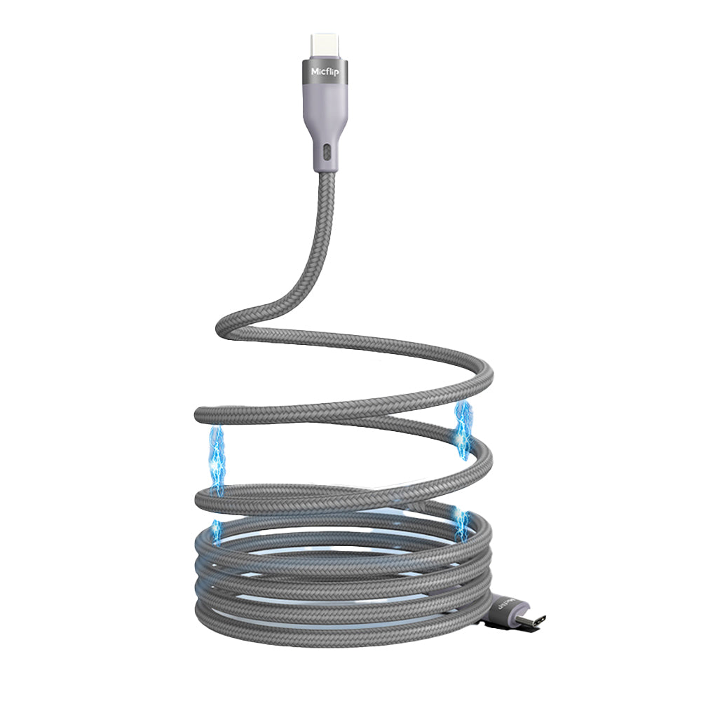 Micflip A25 Type-C to Type-C PD Hızlı Şarj Özellikli Data ve Şarj Kablosu 240W 2M Gri