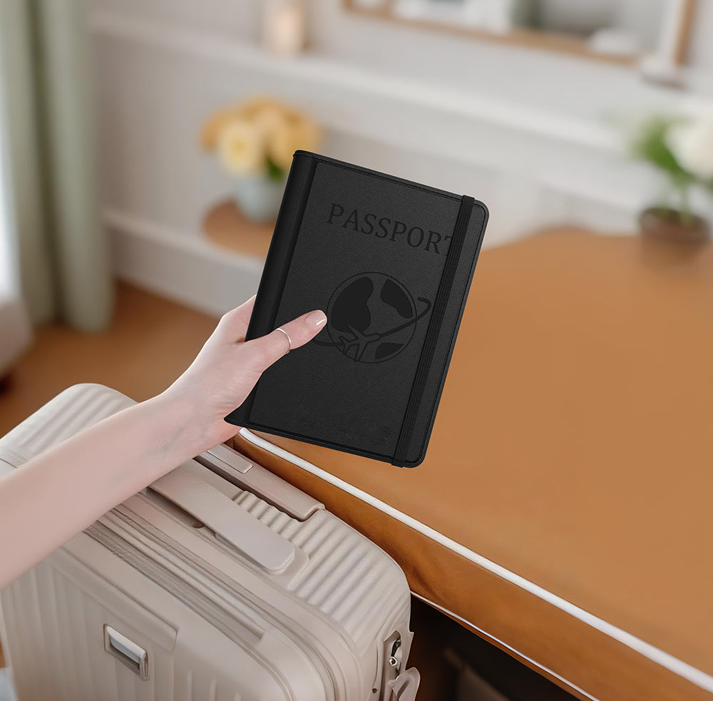 Micflip K02 iOS Cihazlar İçin FindMy Özellikli Pasaport Kart ve Sim Bölmeli Mikrofiber Kablosuz ve Pin Şarj Özellikli Deri Cüzdan Siyah