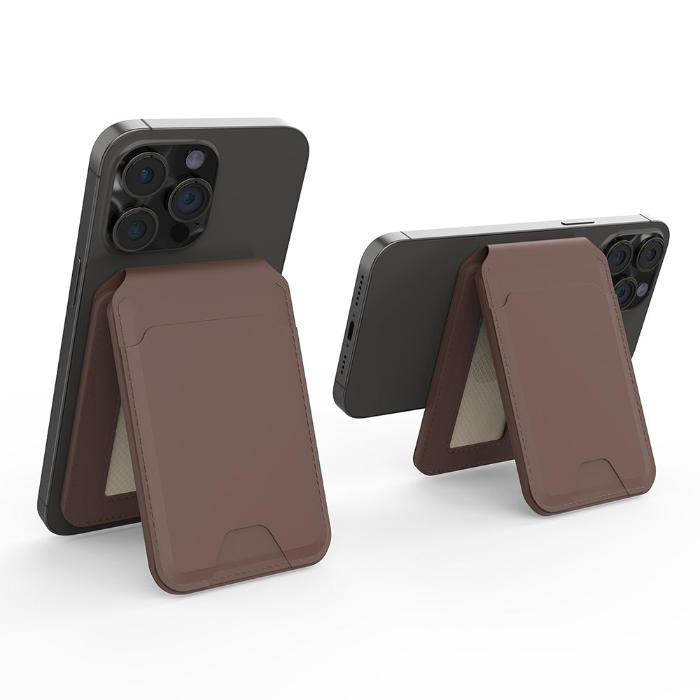 Micflip P17 iOS Cihazlara Özel Magnetik Standlı Kartlık Kahverengi
