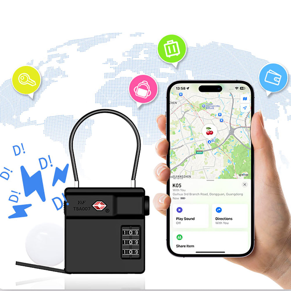 Micflip P25 TSA Kilit ve Find My Takip Özellikli Valiz Seyehat Kiliti Siyah