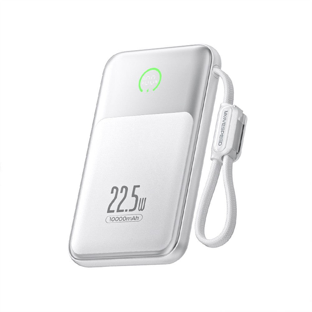 Movespeed MSP19 Pro Dijital LED Göstergeli Type-C Kablolu Powerbank 22.5W 10.000mAh Beyaz
