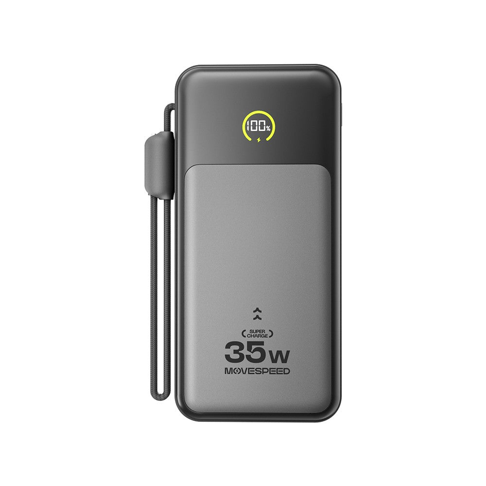 Movespeed MSP20 Dijital LED Göstergeli Type-C Kablolu Powerbank 35W 20.000mAh Siyah