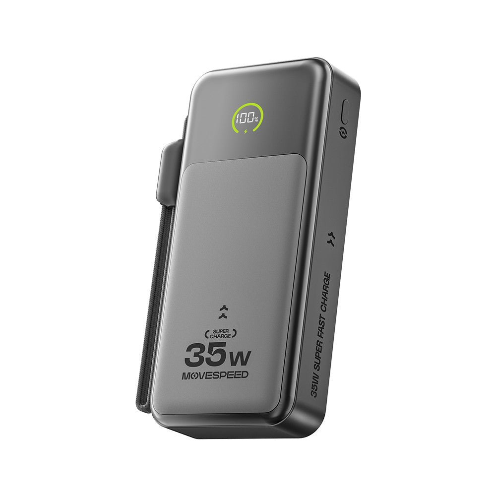 Movespeed MSP20 Dijital LED Göstergeli Type-C Kablolu Powerbank 35W 20.000mAh Siyah