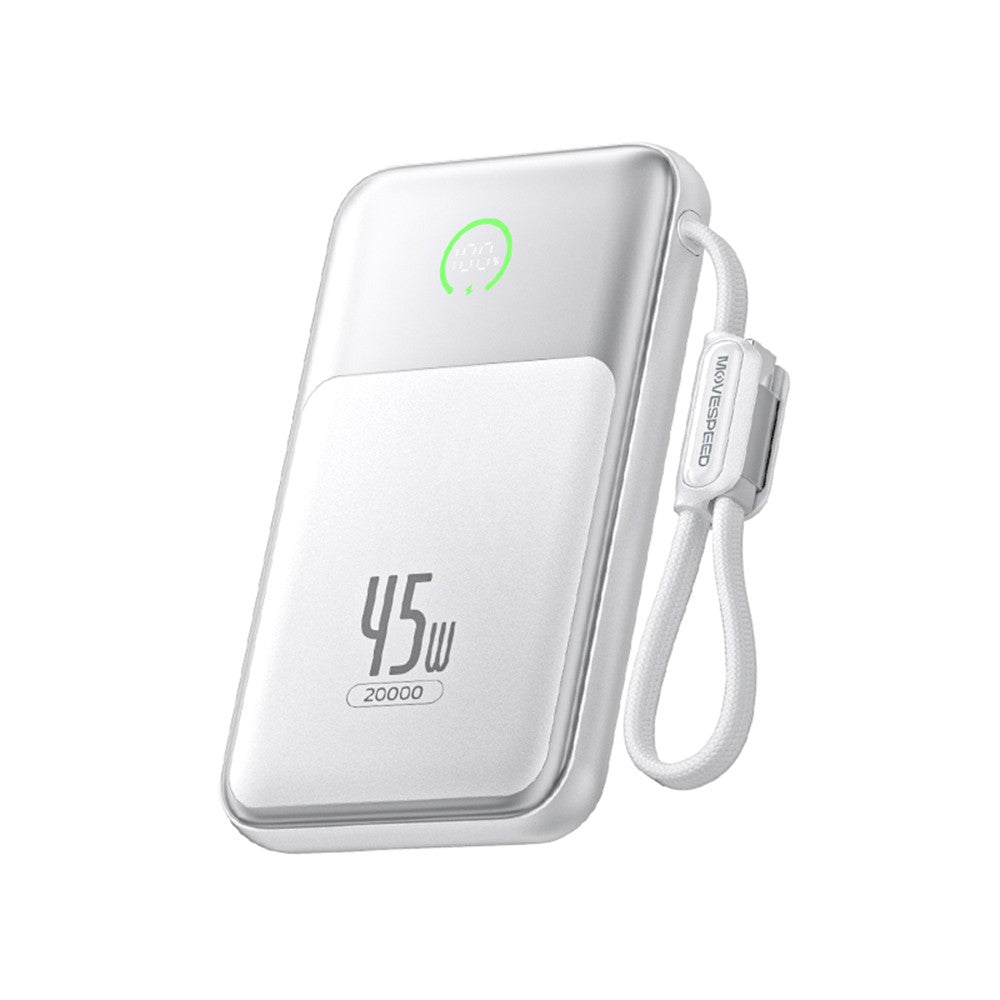Movespeed MSP20 Pro Dijital LED Göstergeli Type-C Kablolu Powerbank 45W 20.000mAh Beyaz