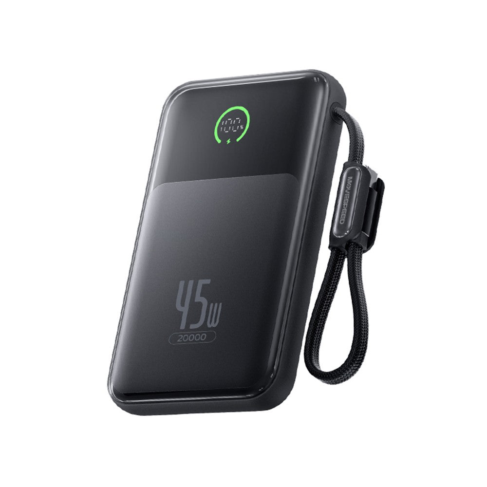 Movespeed MSP20 Pro Dijital LED Göstergeli Type-C Kablolu Powerbank 45W 20.000mAh Siyah