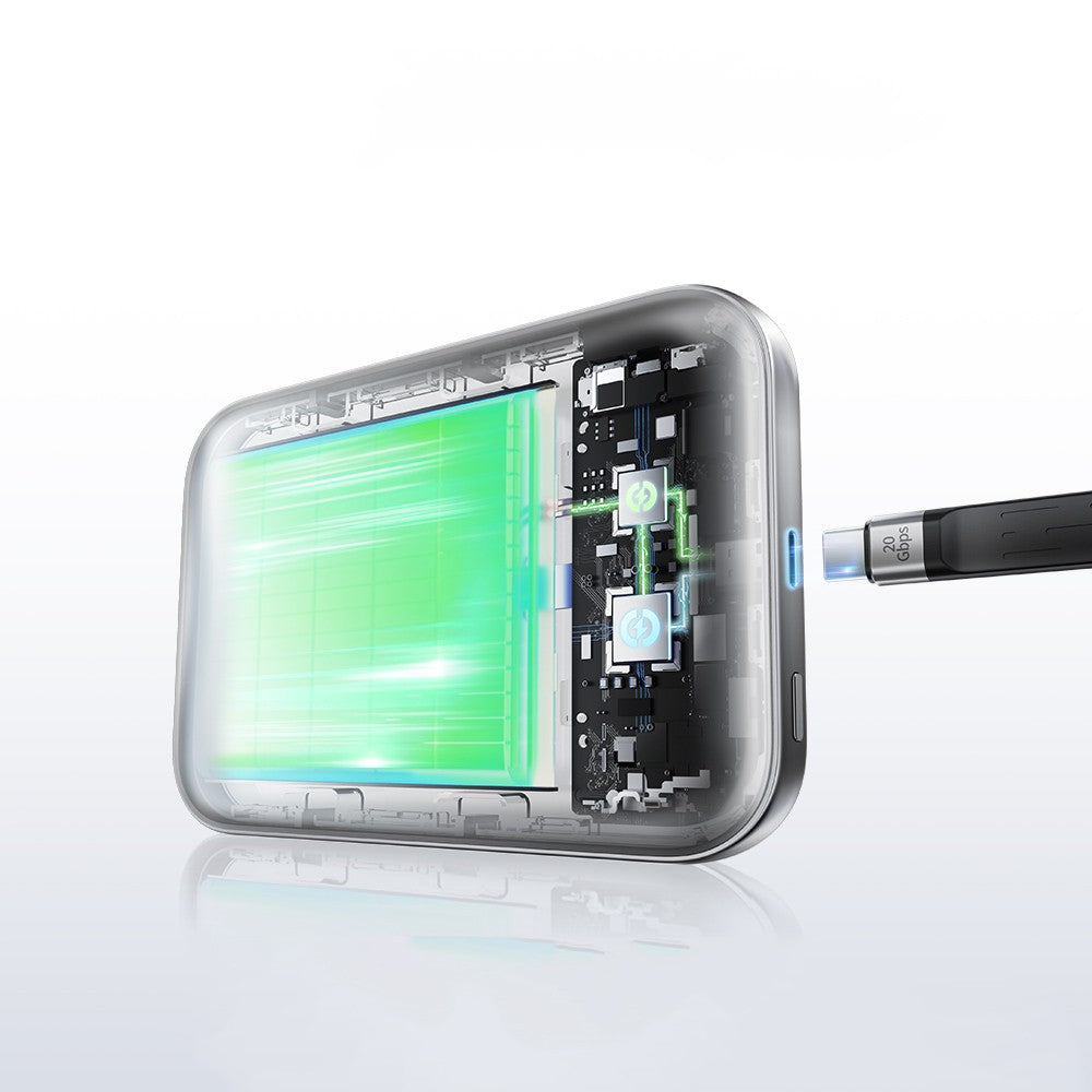 Movespeed MSPD10 PSSD Powerbank Özellikli Manyetik 5000mAh 2in1 SSD 4K ProRes Destekli 4TB USB3.2 Taşınabilir Harici Disk Gümüş