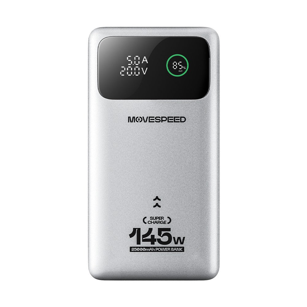 Movespeed YSPBM25 Pro Hızlı Şarj Özellikli Dijital LED Göstergeli Powerbank PD 145W 25.000mAh Gri