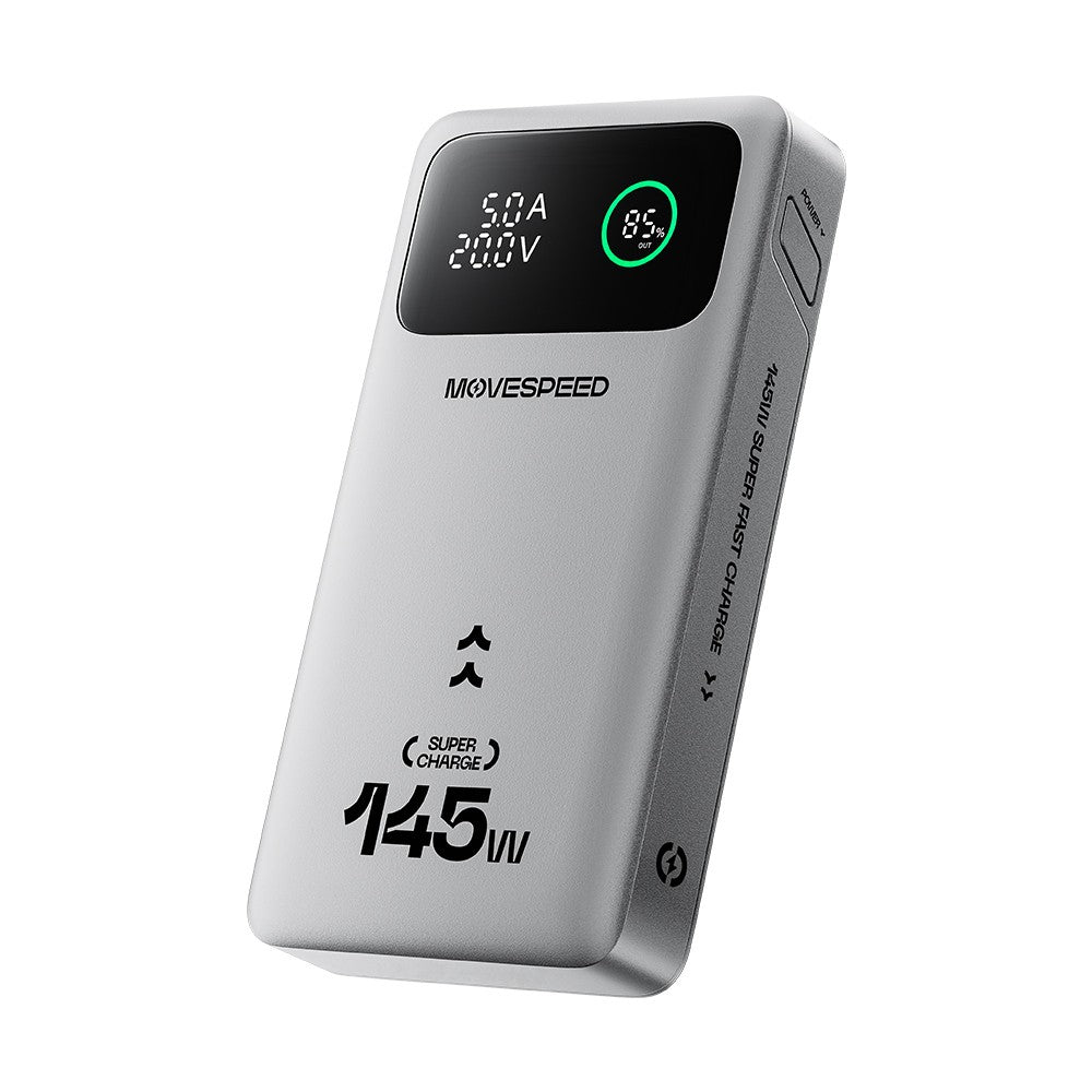 Movespeed YSPBM25 Pro Hızlı Şarj Özellikli Dijital LED Göstergeli Powerbank PD 145W 25.000mAh Gri