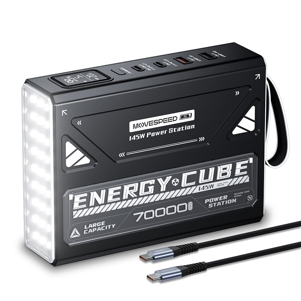 Movespeed YSPBZ70 Pro Max Hızlı Şarj Özellikli Dijital LED Göstergeli Powerbank 145W 70.000mAh Siyah