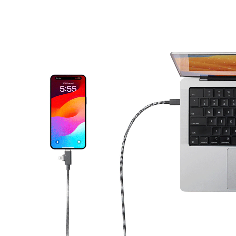 Native Union Belt Serisi Duo Pro Type-C to Type-C - Lightning Şarj Kablosu 240W 2.4M Siyah