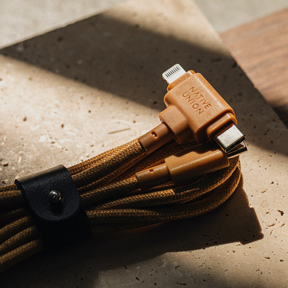 Native Union Belt Serisi Duo Type-C to Type-C - Lightning Şarj Kablosu 60W 1.5M Kahverengi