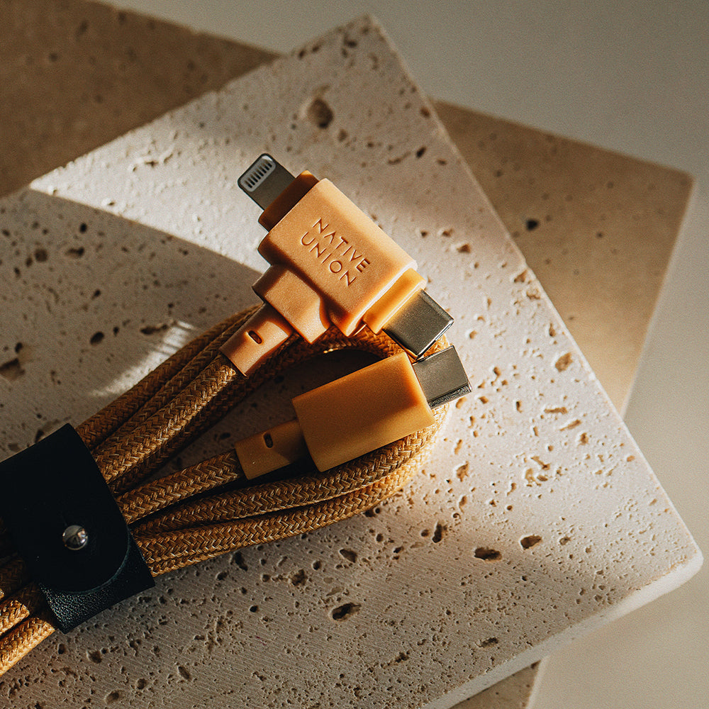 Native Union Belt Serisi Duo Type-C to Type-C - Lightning Şarj Kablosu 60W 1.5M Kahverengi