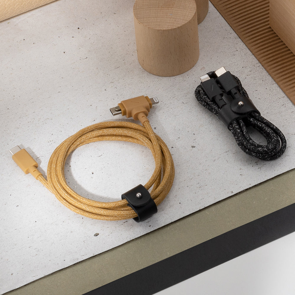 Native Union Belt Serisi Duo Type-C to Type-C - Lightning Şarj Kablosu 60W 1.5M Kahverengi