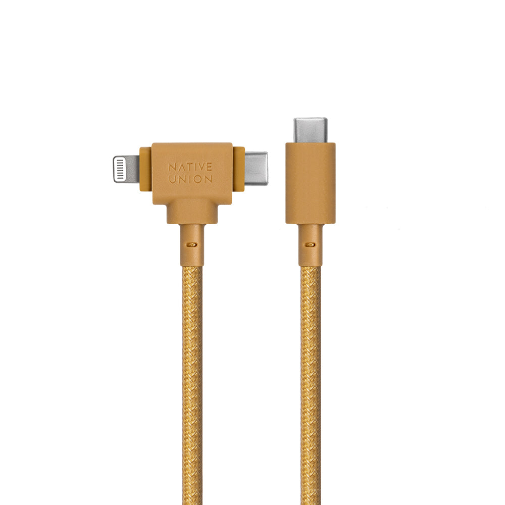 Native Union Belt Serisi Duo Type-C to Type-C - Lightning Şarj Kablosu 60W 1.5M Kahverengi