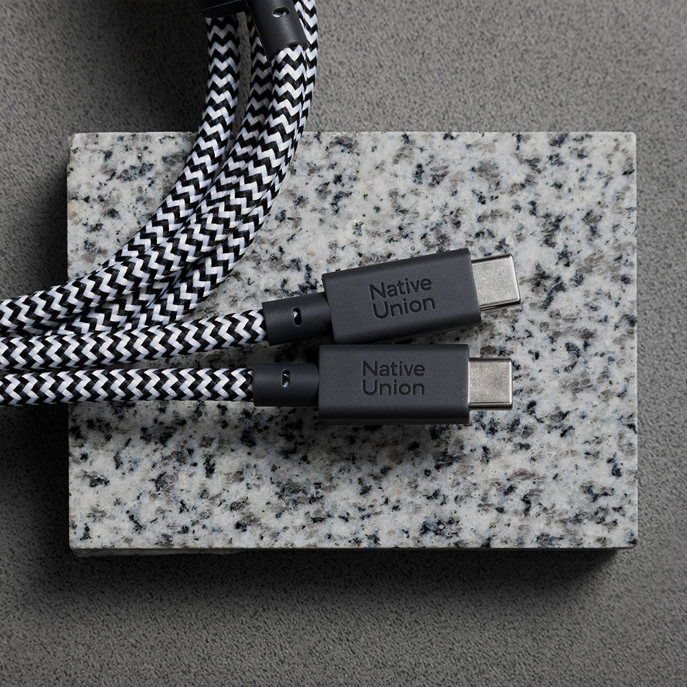 Native Union Belt Serisi PD 2in1 Type-C To Type-C Hızlı Şarj Özellikli Şarj ve Data Kablosu 140W 2M Siyah-Beyaz