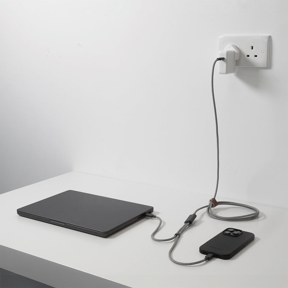 Native Union Belt Serisi PD 2in1 Type-C To Type-C Hızlı Şarj Özellikli Şarj ve Data Kablosu 140W 2M Siyah-Beyaz