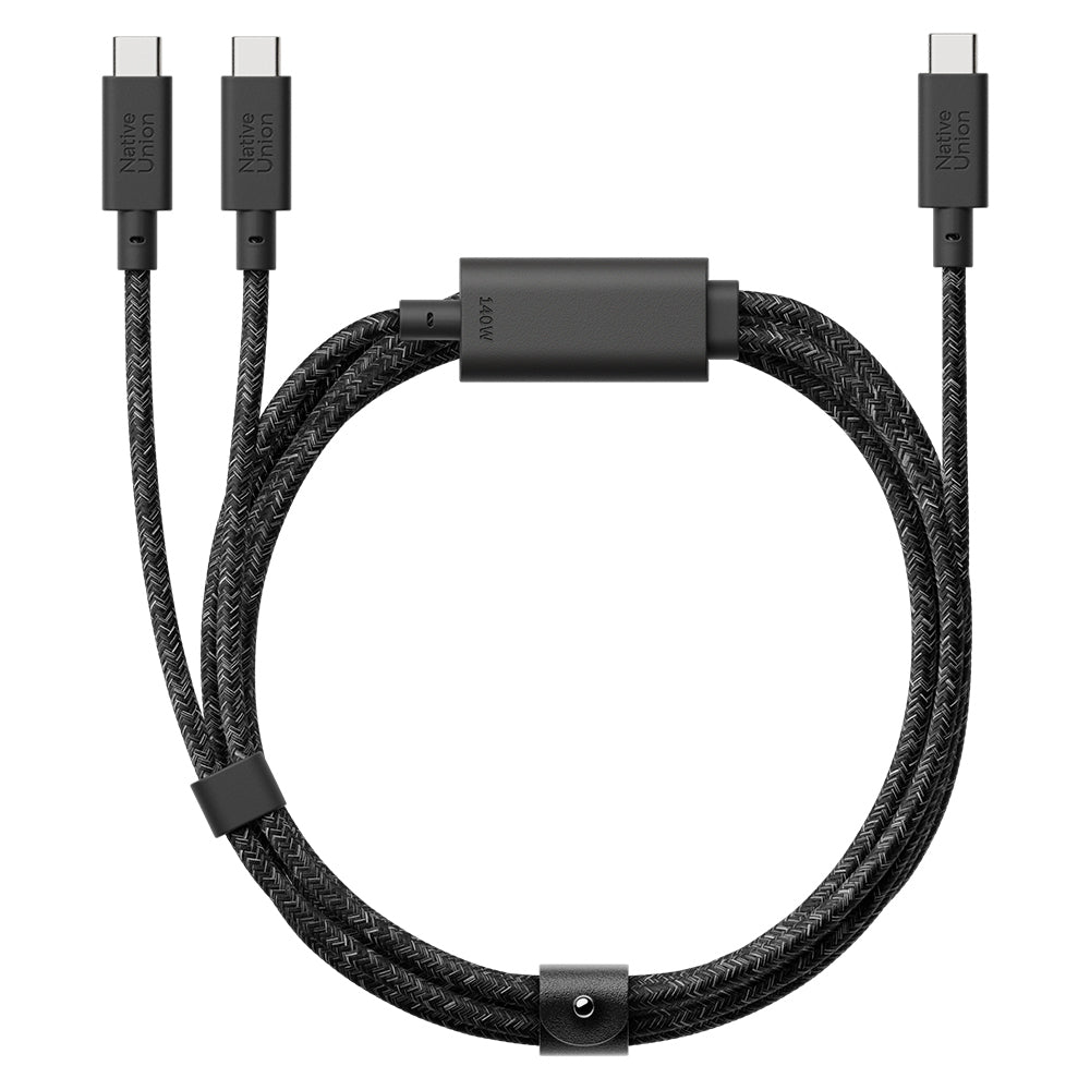 Native Union Belt Serisi PD 2in1 Type-C To Type-C Hızlı Şarj Özellikli Şarj ve Data Kablosu 140W 2M Siyah