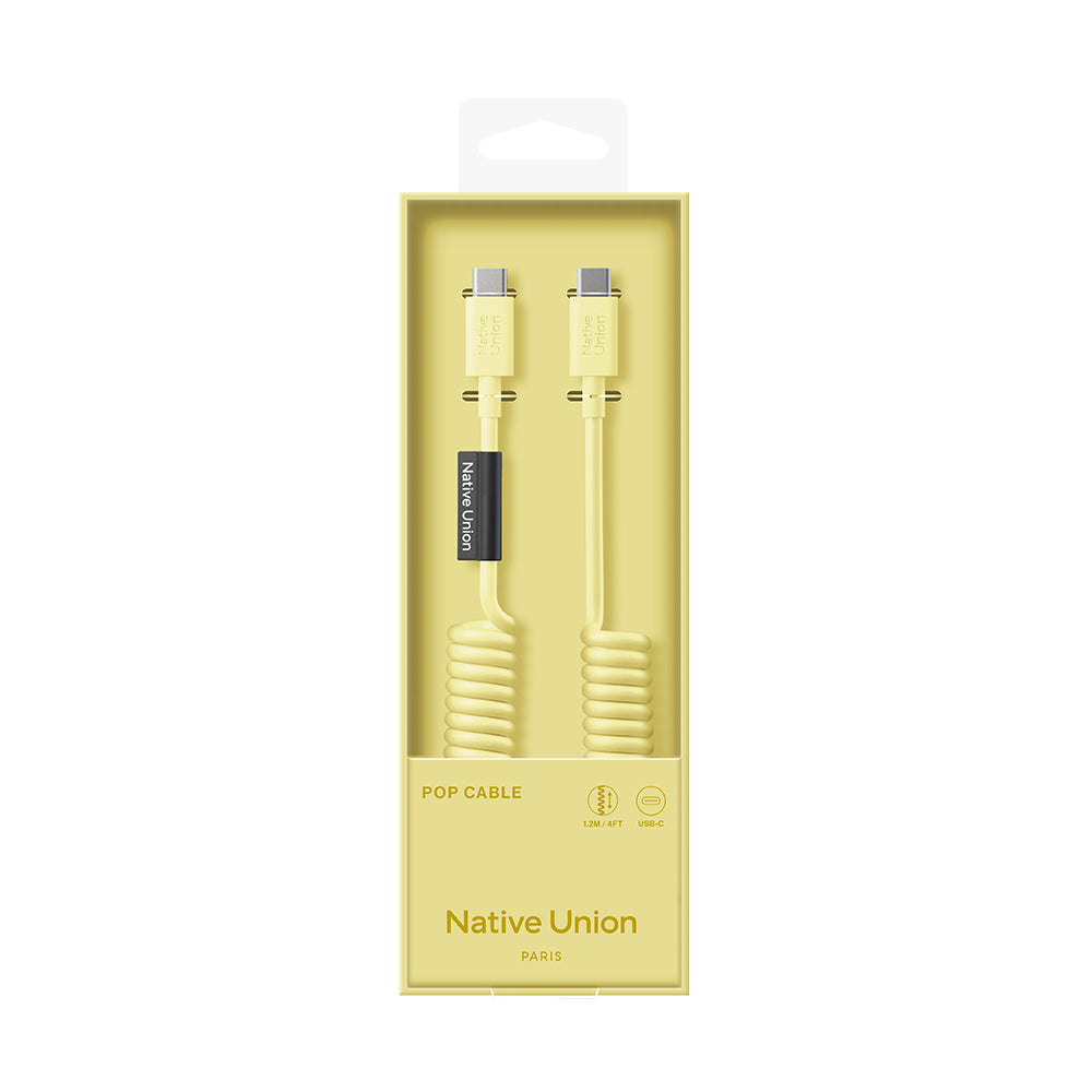 Native Union POP Serisi Type-C to Type-C Spiralli Şarj Kablosu 60W 1.2M Sarı