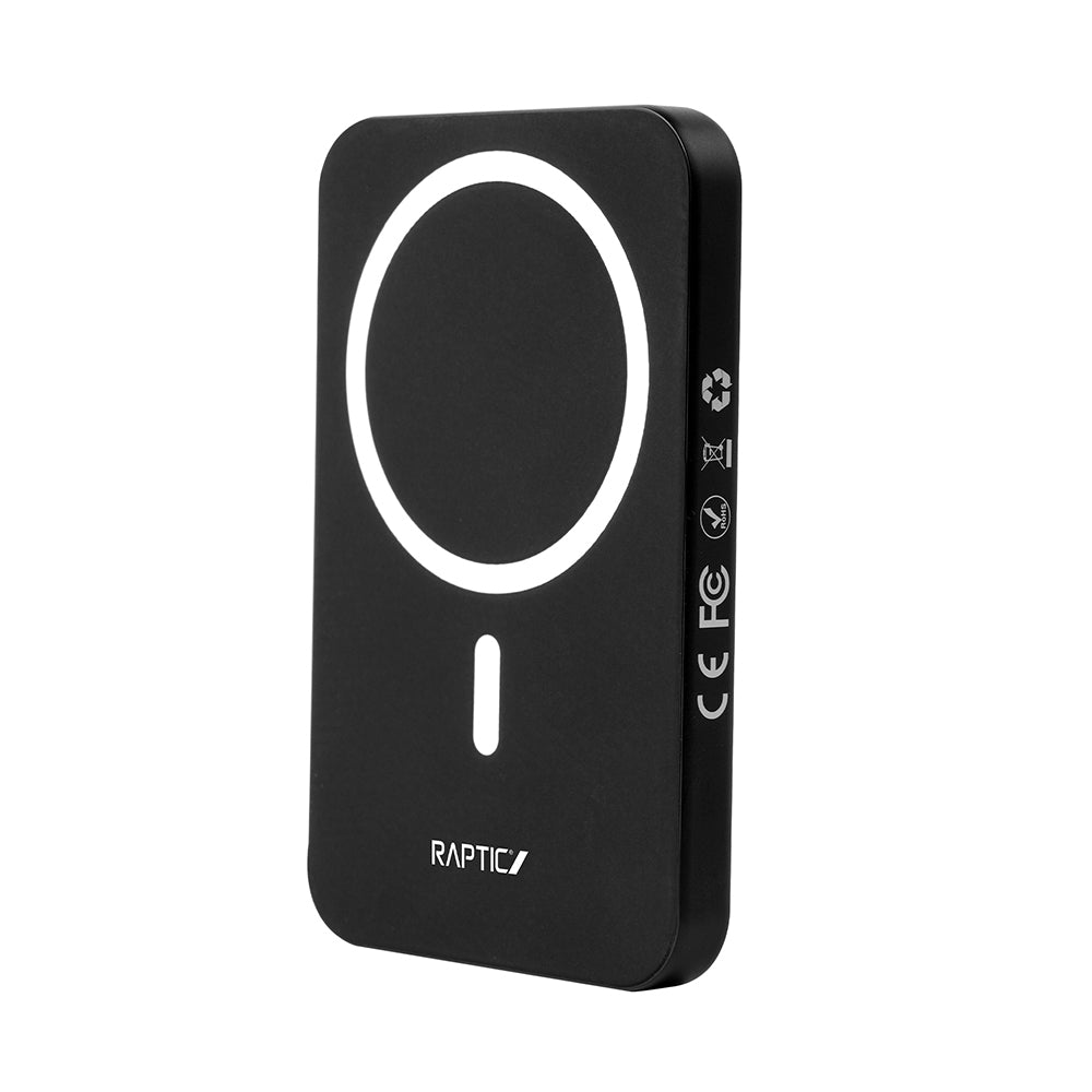 Raptic S4 Aramid-Skin M-safe Şarj Özellikli Ultra İnce 600D Powerbank 15W 5000mAh Siyah