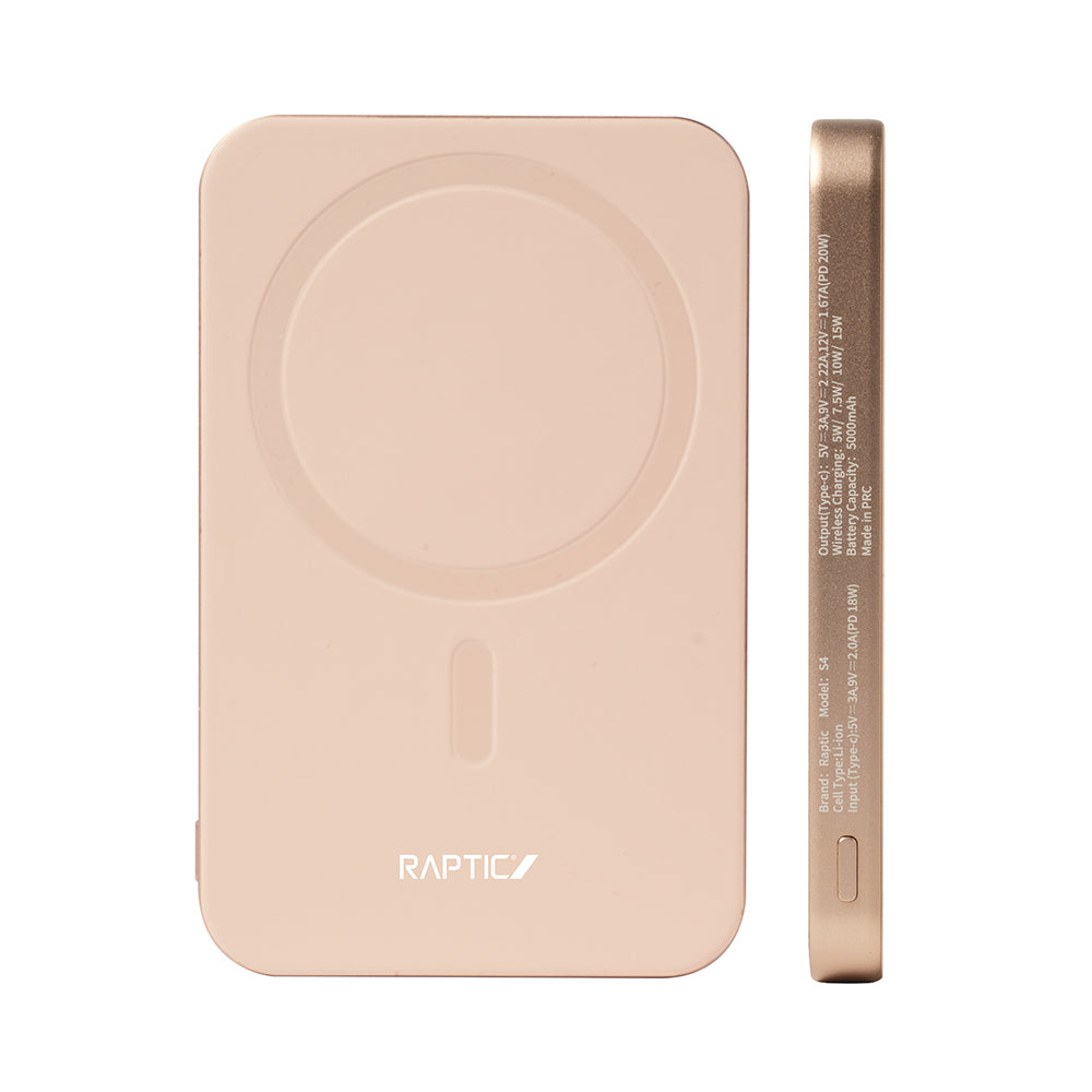 Raptic S4 Aramid-Skin M-safe Şarj Özellikli Ultra İnce Powerbank 15W 5000mAh Kahverengi