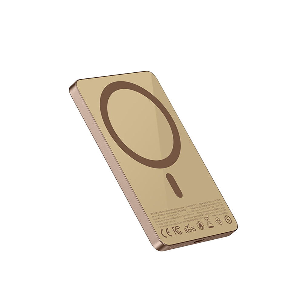 Recci RP33 PD 20W Ultra İnce Led Göstergeli Hızlı Şarj Özellikli Wireless Powerbank 5000mAh Gold