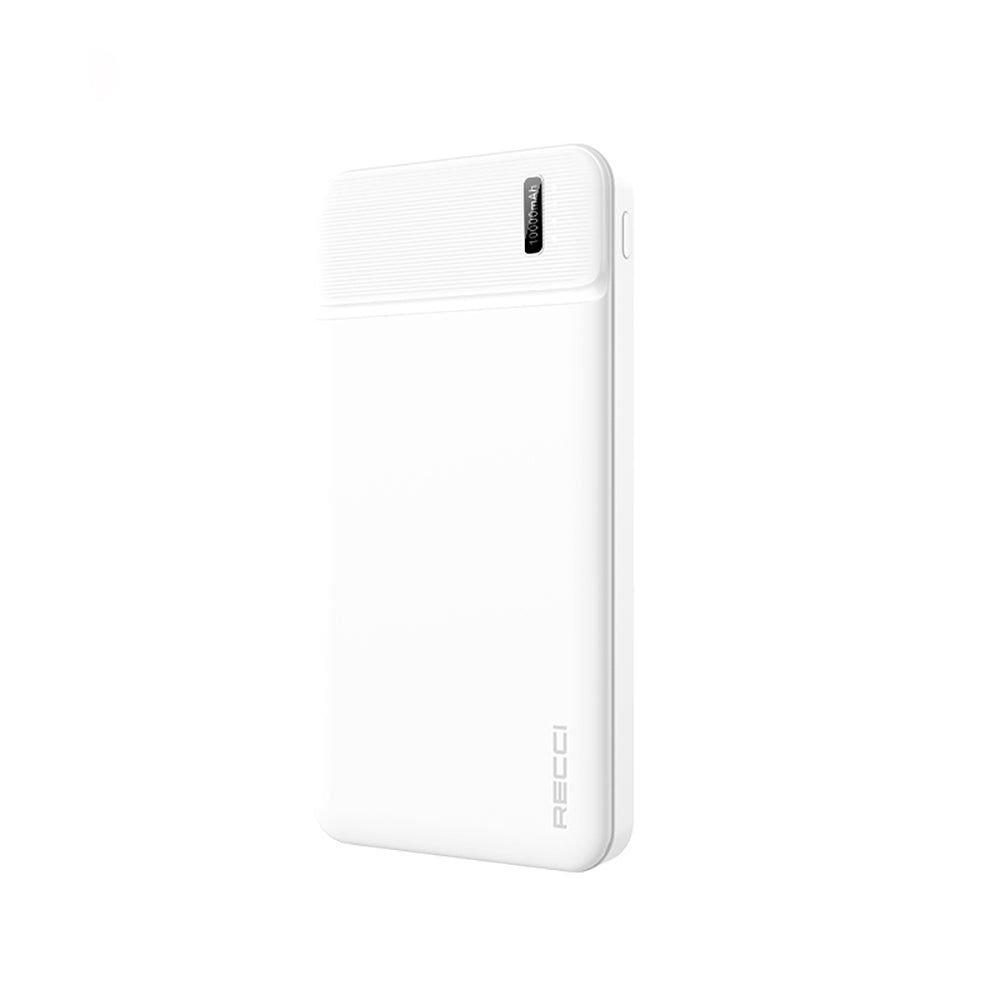Recci RPB-N16C Ultra İnce Hızlı Şarj Özellikli Led Işık Göstergeli Powerbank 10000mAh Beyaz