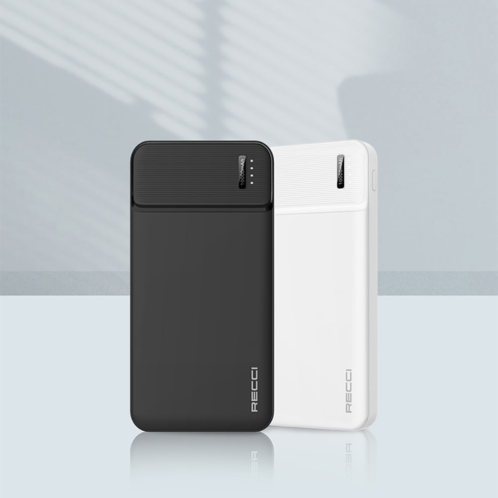Recci RPB-N16C Ultra İnce Hızlı Şarj Özellikli Led Işık Göstergeli Powerbank 10000mAh Siyah