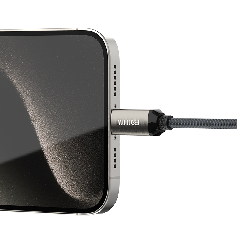 Recci RS45CC Type-C to Type-C PD 100W Örgü Tasarımlı Hızlı Şarj Özellikli Data ve Şarj Kablosu 1M Gri