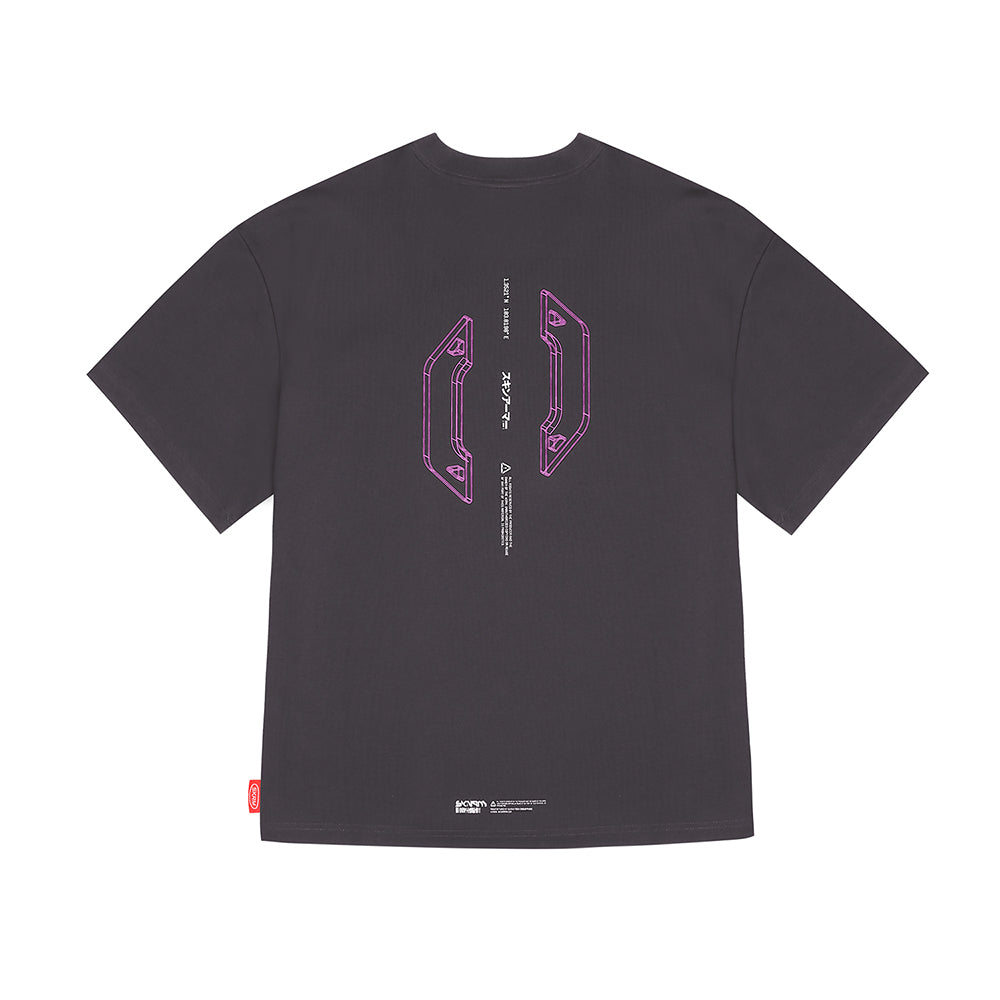 Skinarma Cypher Kısa Kollu Oversize Unisex Bisiklet Yaka Mor Tişört X Large