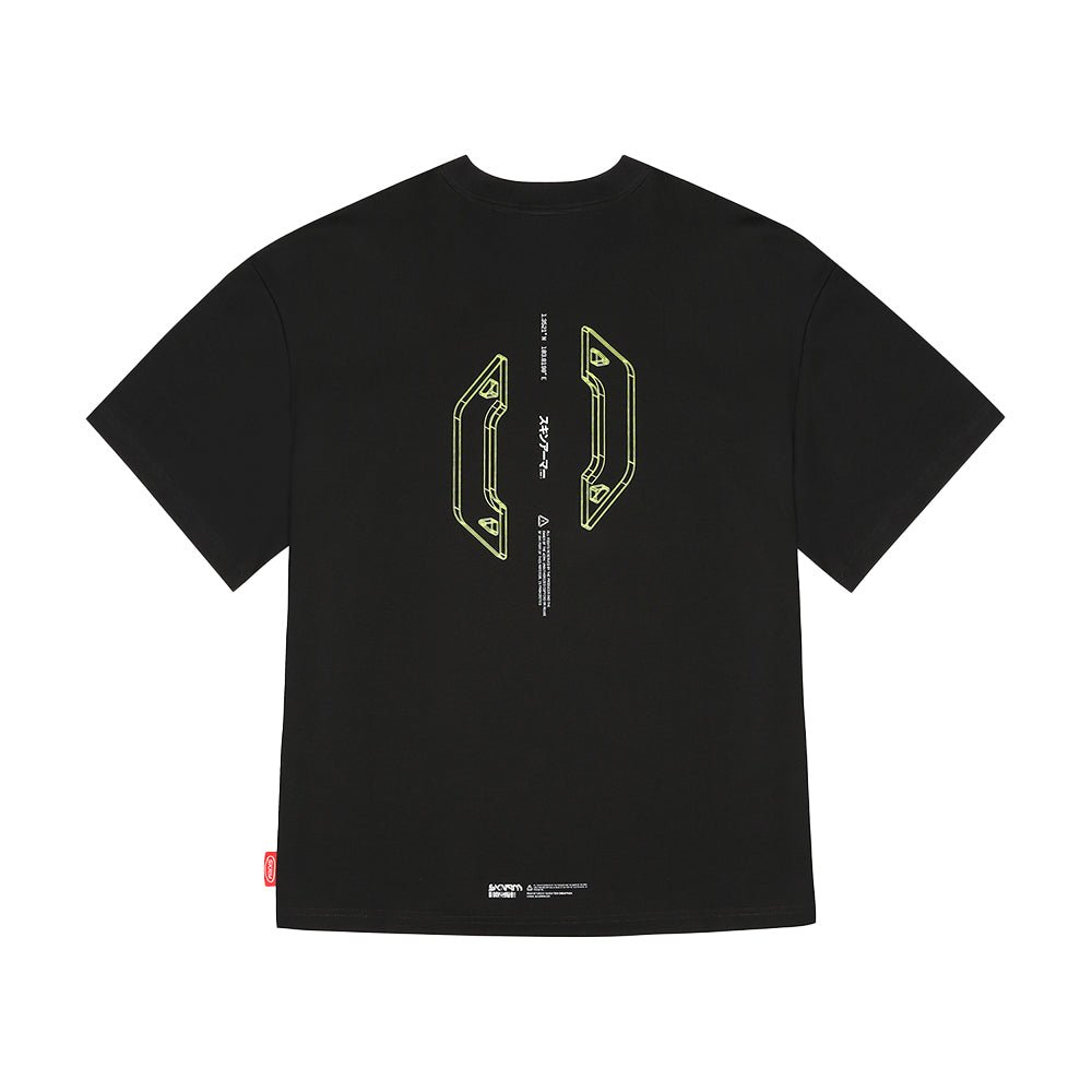 Skinarma Cypher Kısa Kollu Oversize Unisex Bisiklet Yaka Siyah Tişört Large