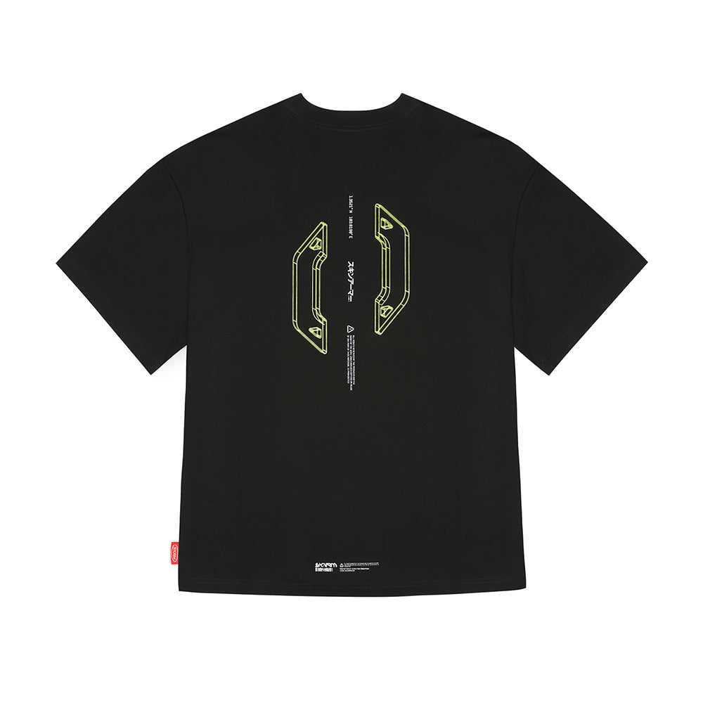 Skinarma Cypher Kısa Kollu Oversize Unisex Bisiklet Yaka Siyah Tişört X Large