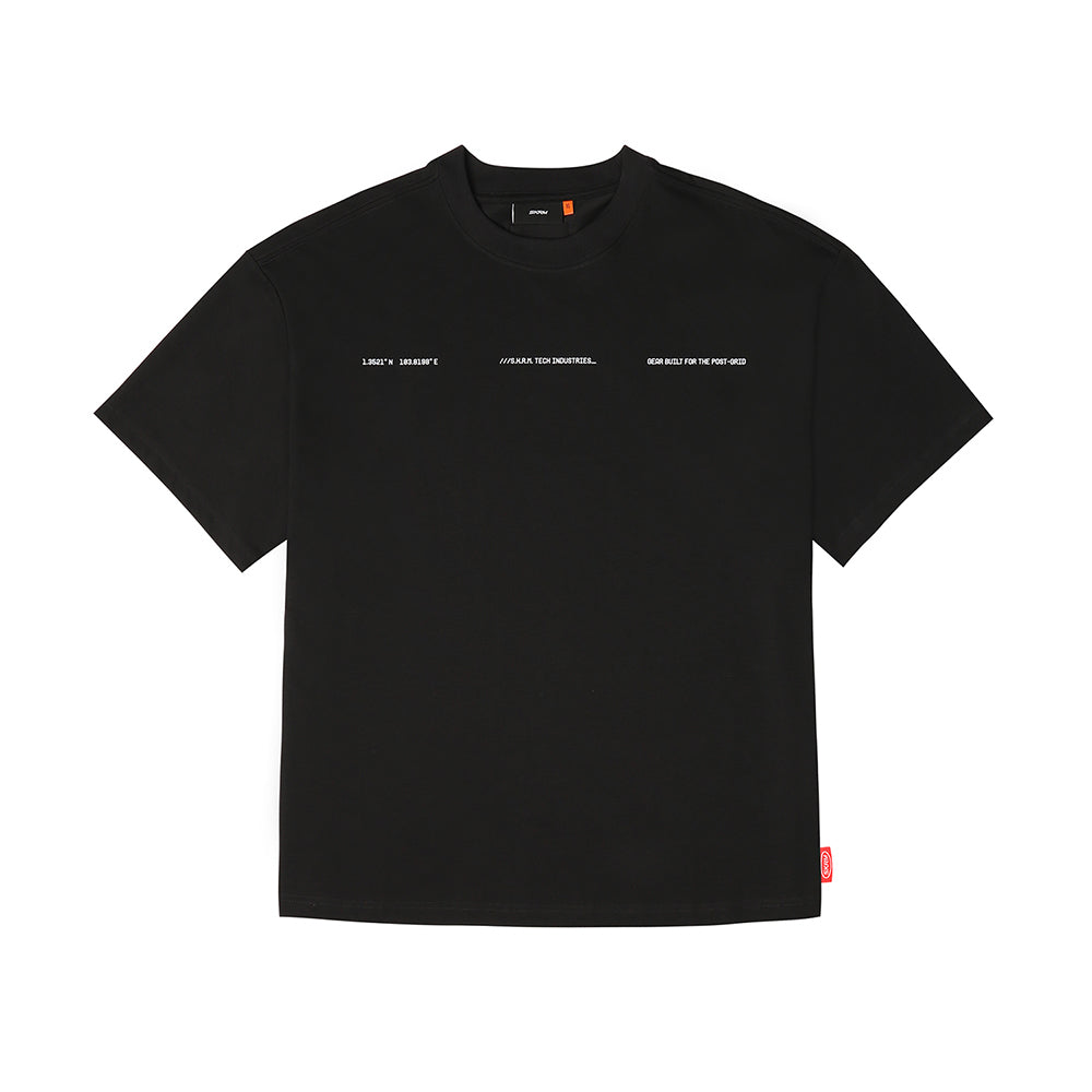 Skinarma Cypher Kısa Kollu Oversize Unisex Bisiklet Yaka Siyah Tişört X Large