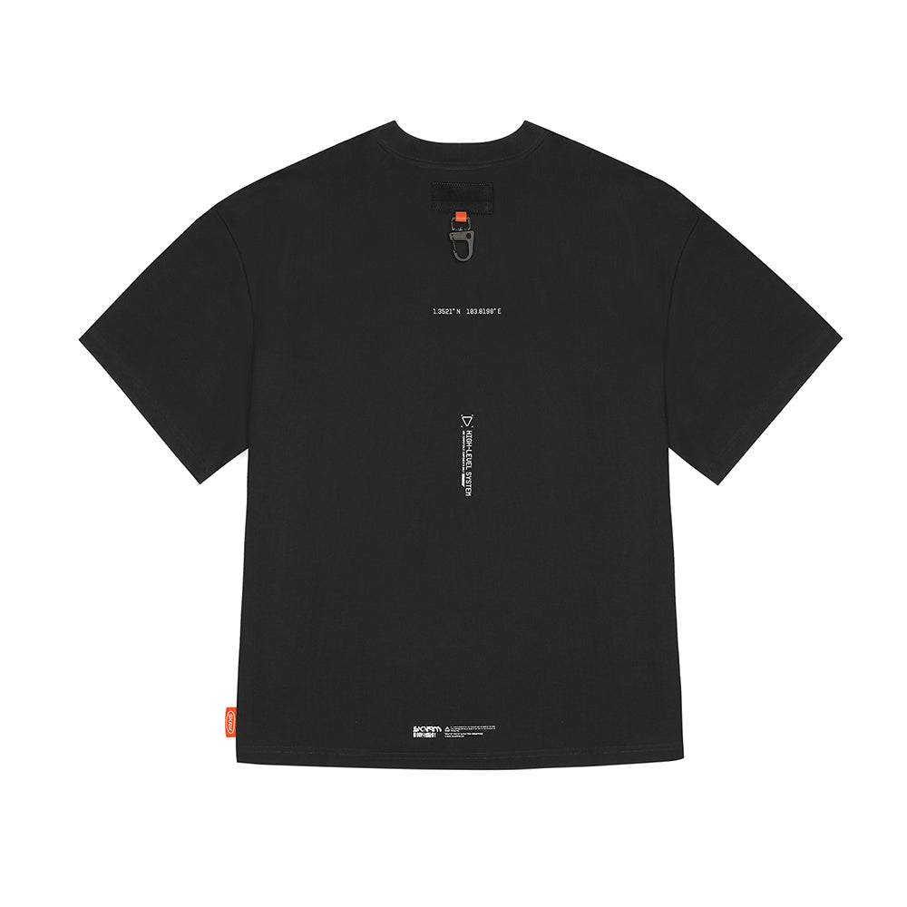 Skinarma Glitch Kısa Kollu Oversize Unisex Bisiklet Yaka Siyah Tişört Medium