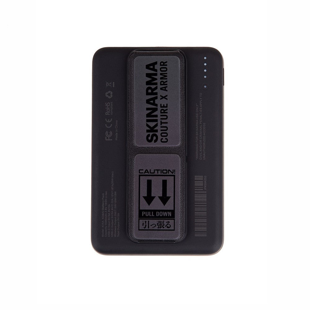 SkinArma Kira Kobai Holografik Tasarımlı Standlı Wireless ve PD Hızlı Şarj Özellikli Powerbank 15W 5000mAh Siyah