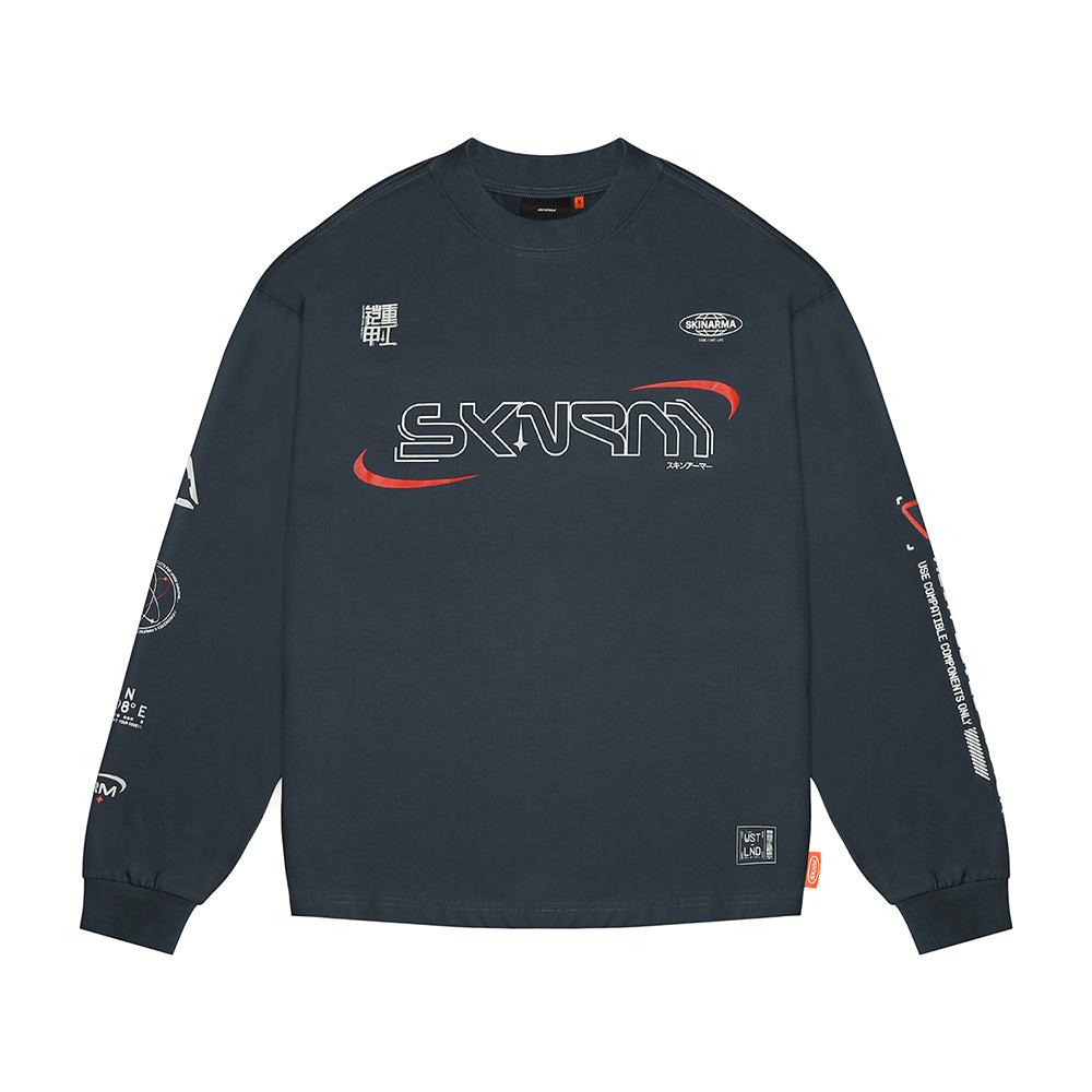Skinarma Neptune Uzun Kollu Oversize Unisex Bisiklet Yaka Lacivert Sweatshirt Large