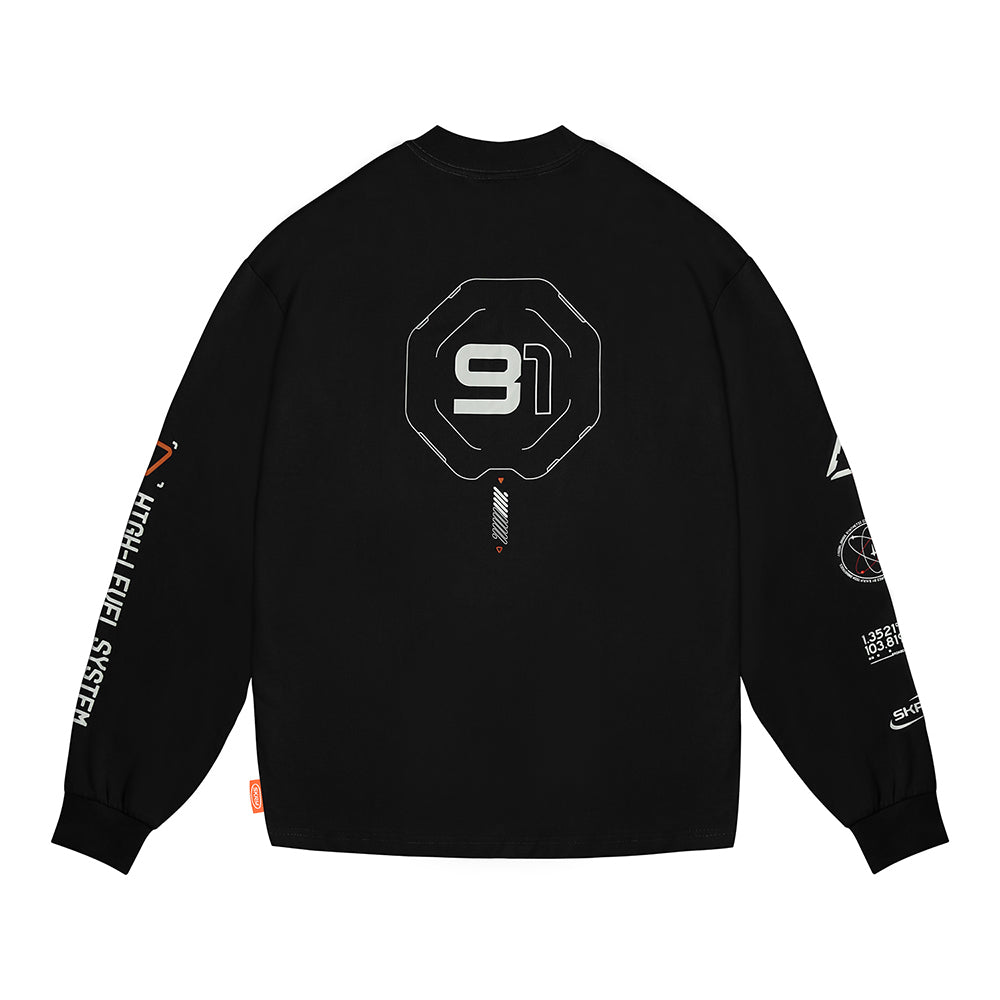 Skinarma Neptune Uzun Kollu Oversize Unisex Bisiklet Yaka Siyah Sweatshirt