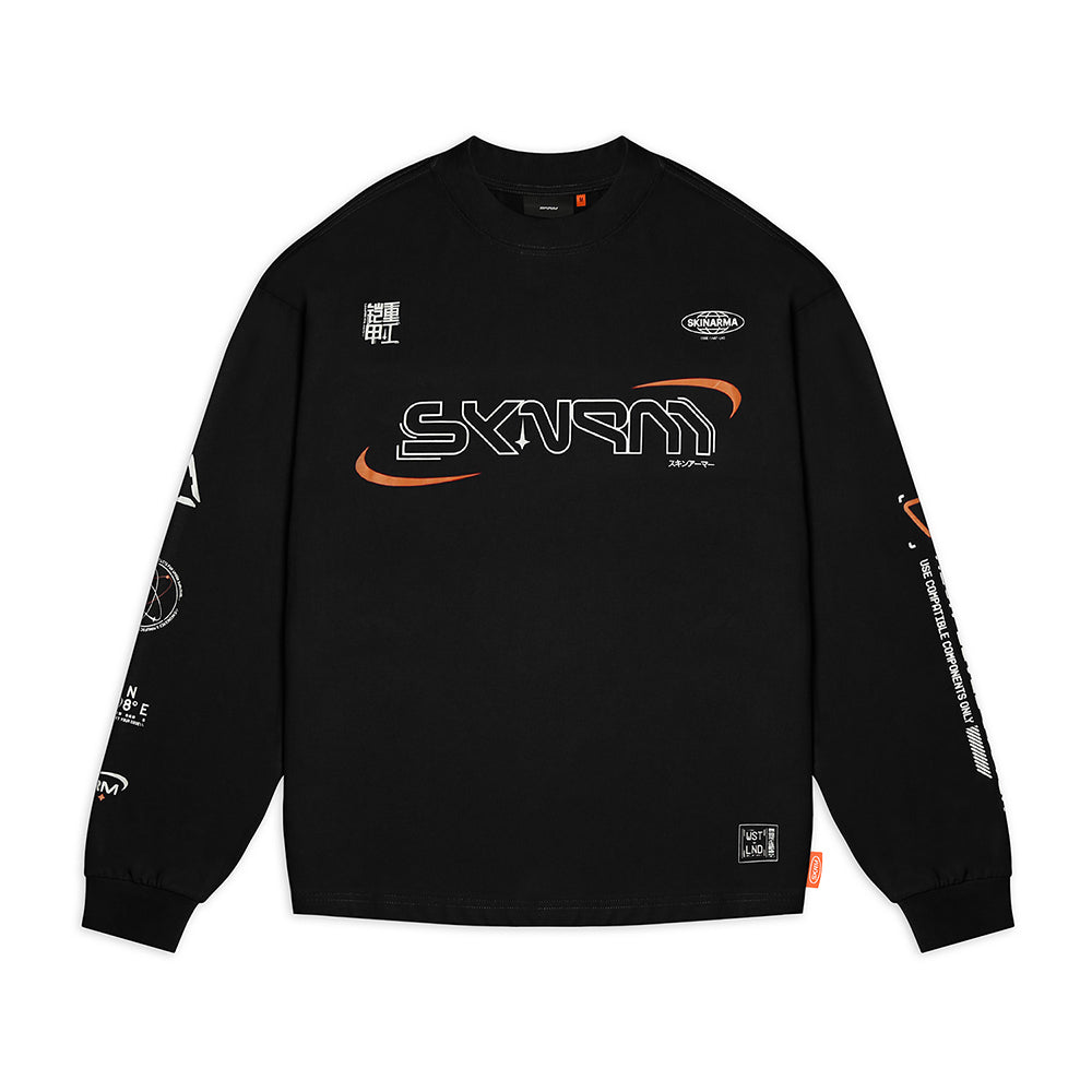 Skinarma Neptune Uzun Kollu Oversize Unisex Bisiklet Yaka Siyah Sweatshirt X Large