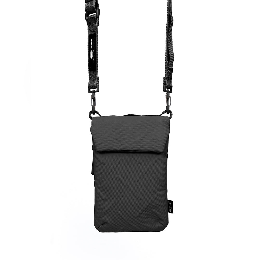 Skinarma Sling Pouch Juno Cross-Hatch Desenli Naylon Scout Boyun Askı Kayışlı Çapraz Vücut Çantası Siyah