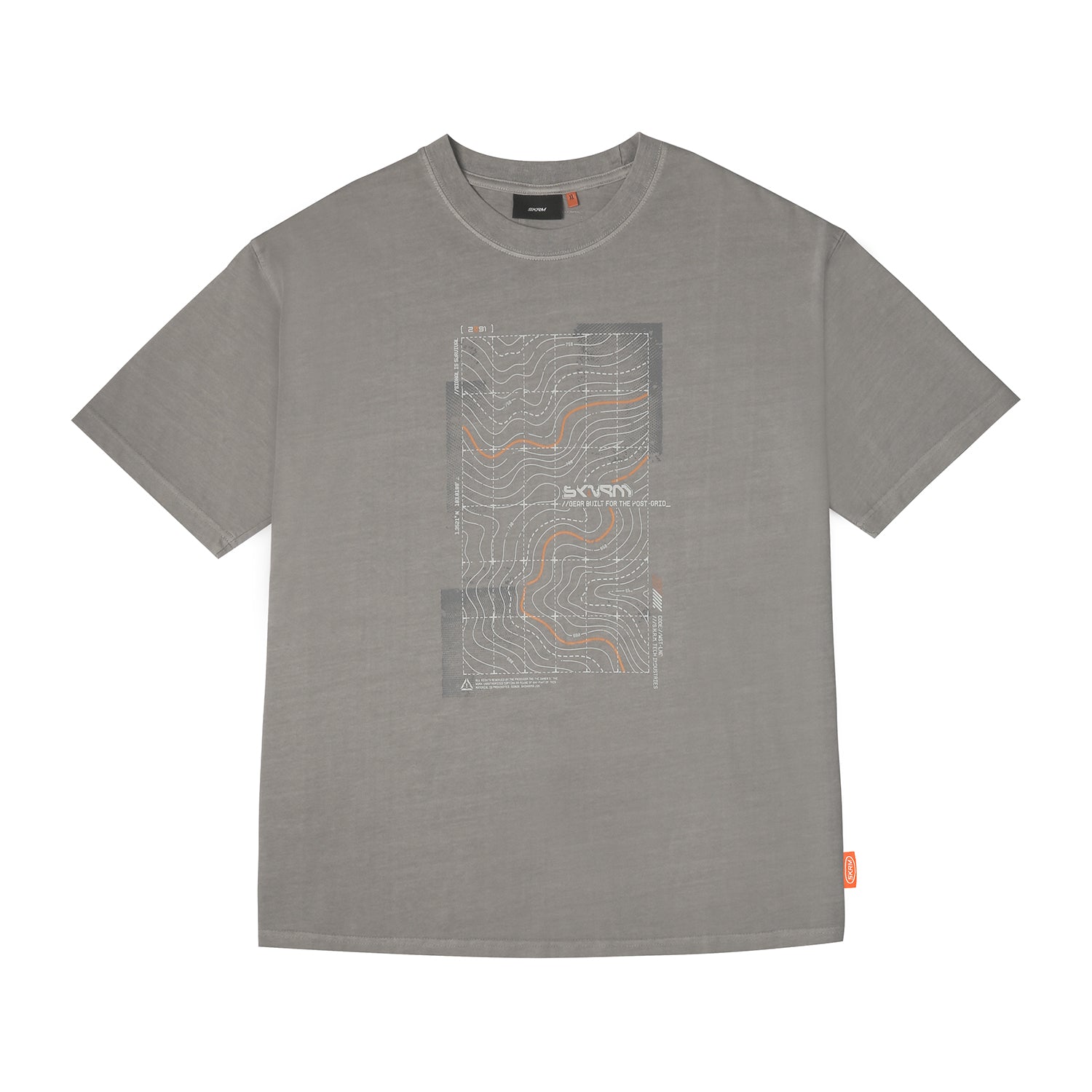 Skinarma Sonar Kısa Kollu Oversize Unisex Bisiklet Yaka Açık Gri Tişört Medium