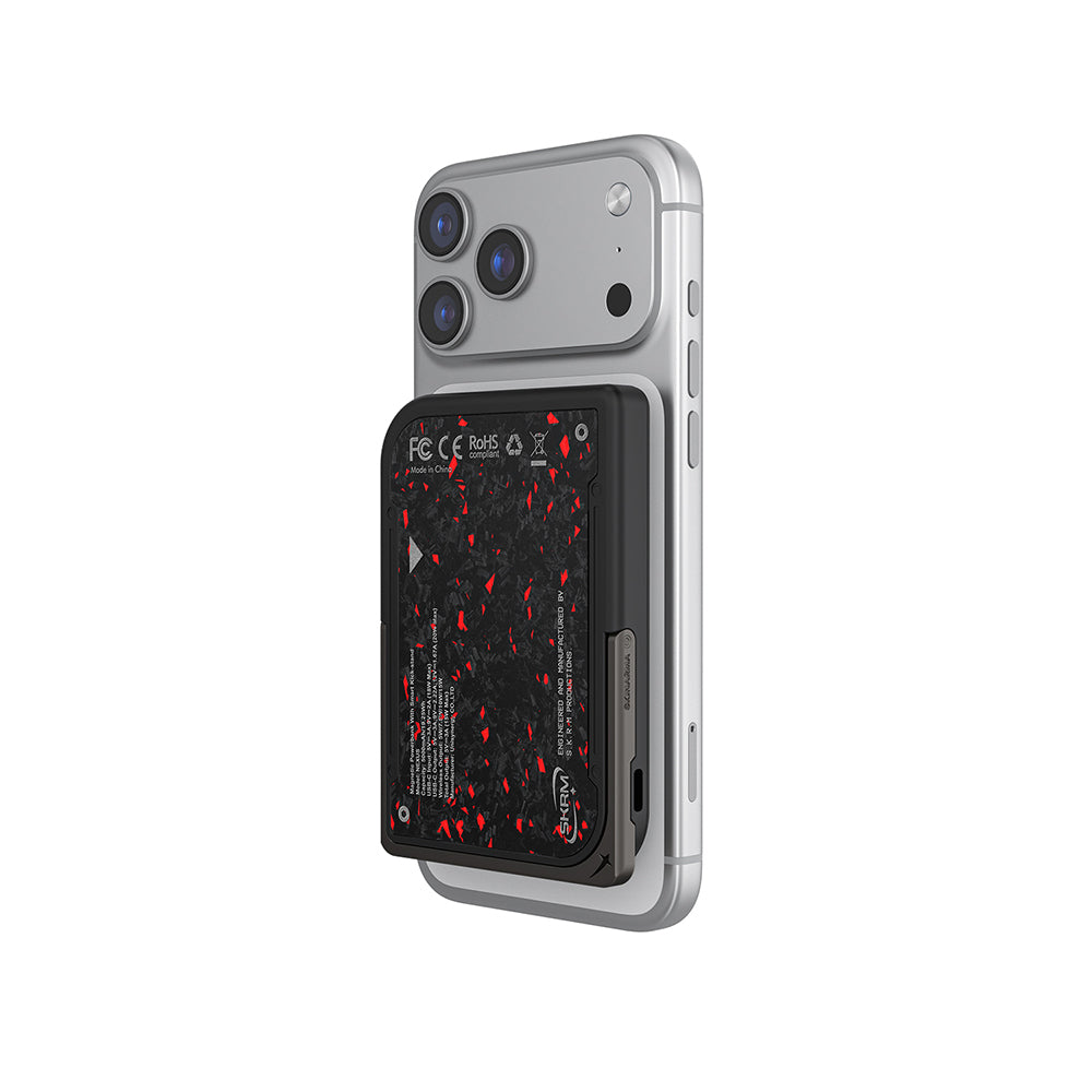 Skinarma Vektor Kablosuz ve PD Hızlı Şarj Özellikli Metal Standlı Taşınabilir Powerbank 15W 5000mAh Siyah-Kırmızı