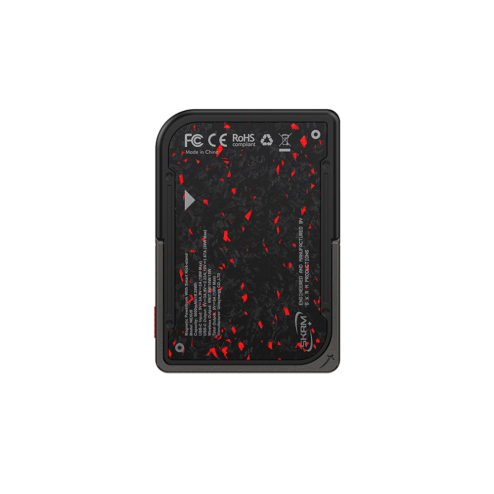 Skinarma Vektor Kablosuz ve PD Hızlı Şarj Özellikli Metal Standlı Taşınabilir Powerbank 15W 5000mAh Siyah-Kırmızı