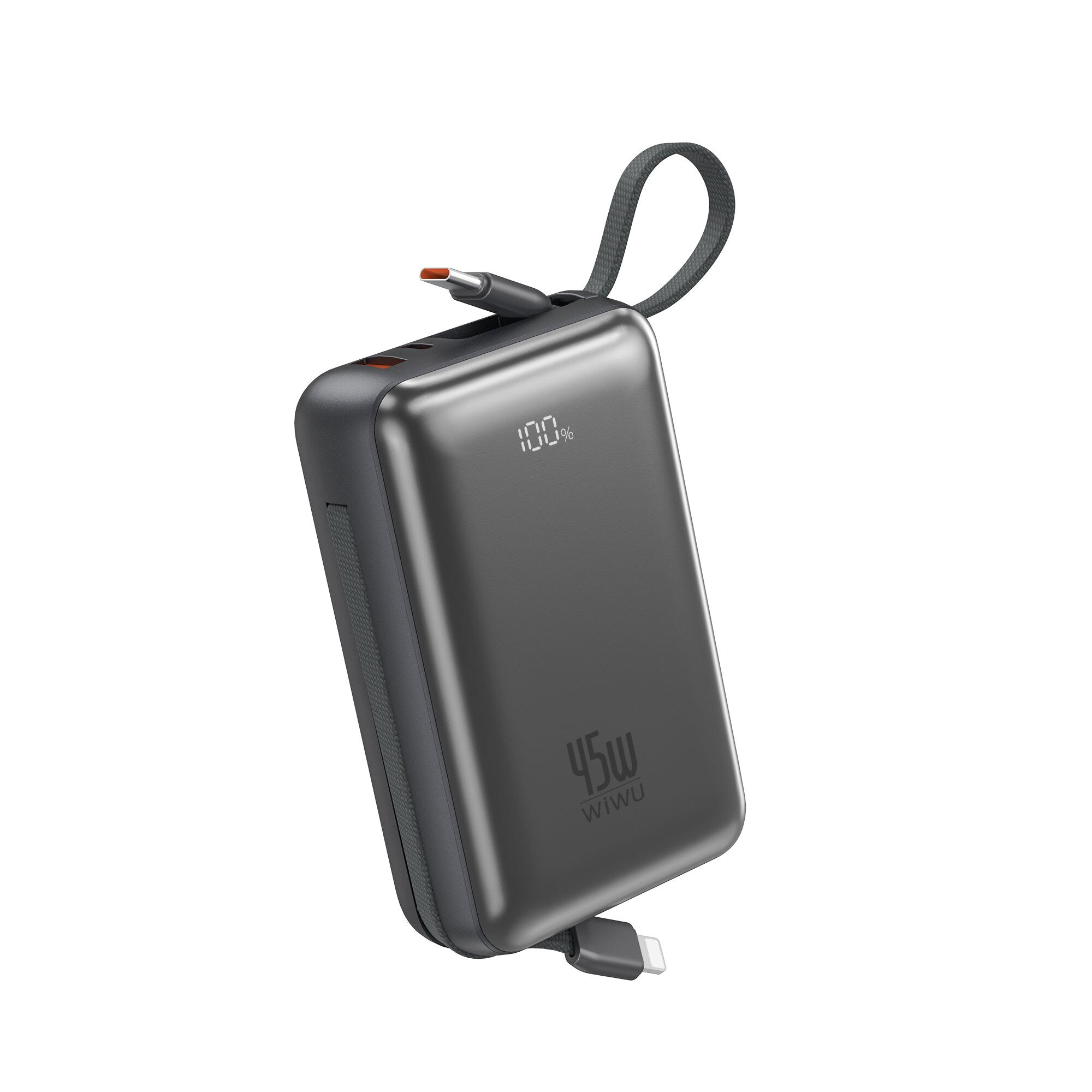 Wiwu AS-182 Galaxy Pro Max Serisi Type-C Lightning Çıkışlı Taşınabilir Powerbank PD 45W 20000mAh Gri