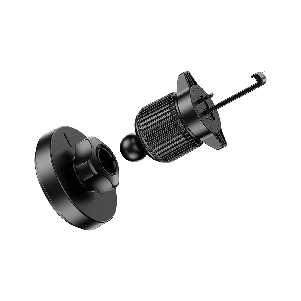 Wiwu CH-325 M-safe Şarj Özellikli Aramid Fiber Qi2 Teknolojili Havalandırma Tasarım Araç Telefon Tutucu 15W Siyah
