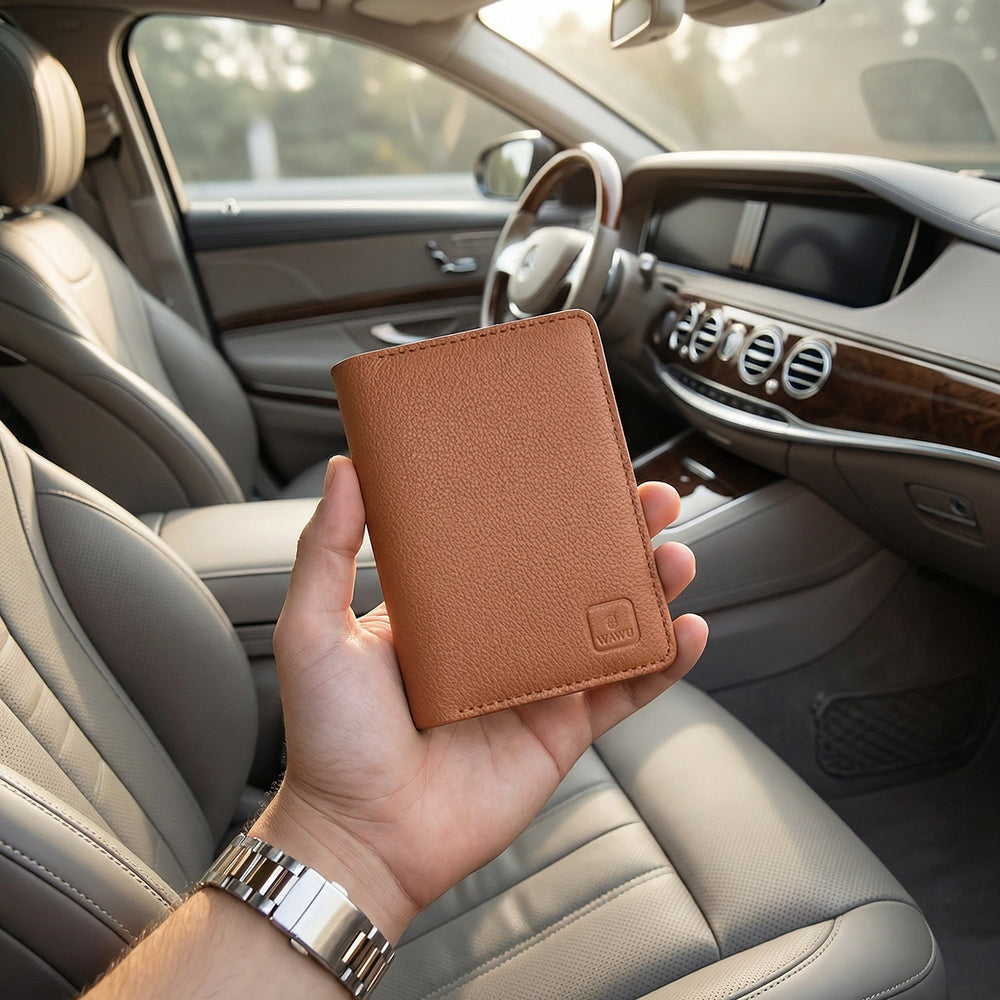 Wiwu Master Passport Wallet Pasaport RFID Özellikli Kart ve Sim Bölmeli PU Deri Cüzdan Kahverengi